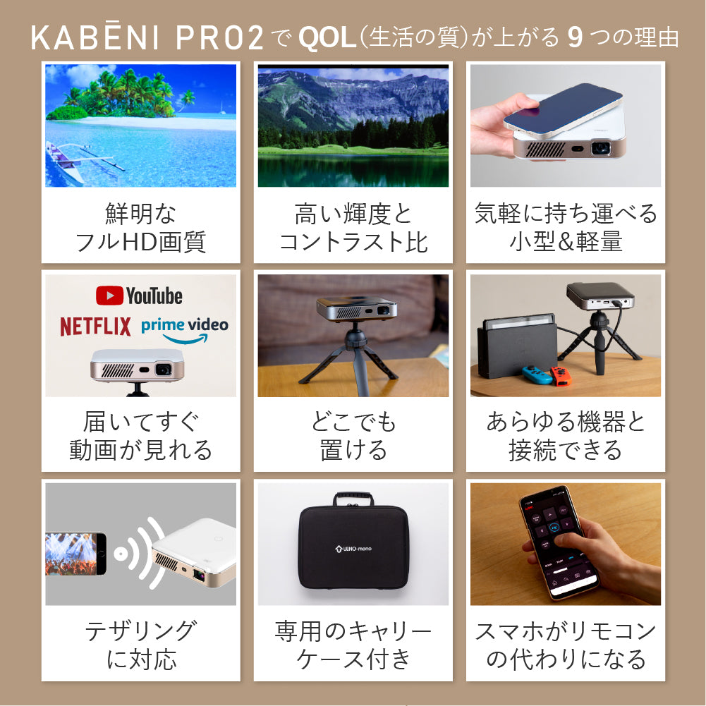 KABĒNI PRO2(カベーニプロ2)フルHDモバイルプロジェクター 2025モデル