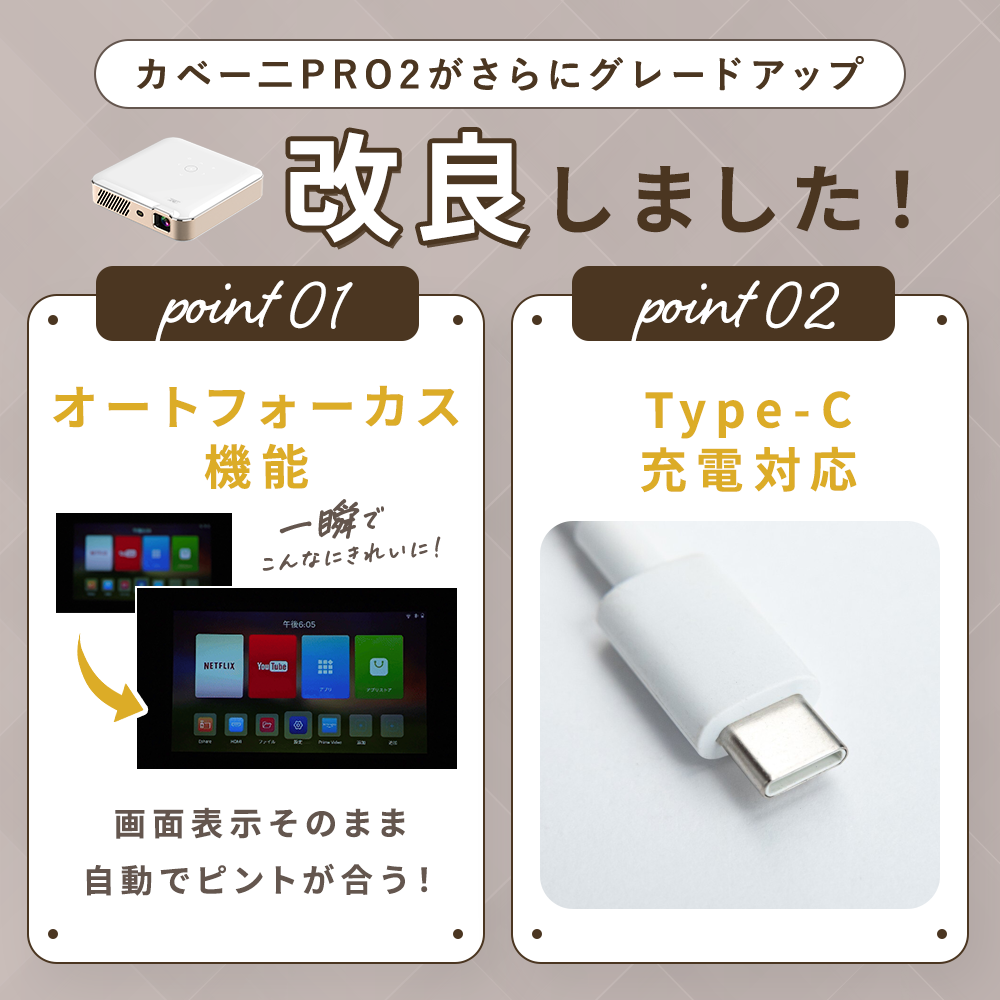 KABĒNI PRO2(カベーニプロ2)フルHDモバイルプロジェクター 2025モデル